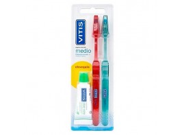 Imagen del producto Vitis Pack cepillo dental suave y pasta de dientes 2u+15ml
