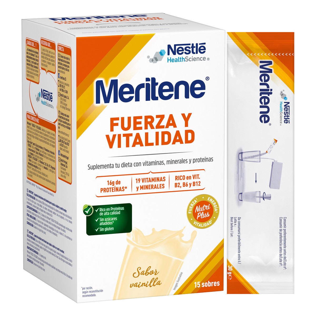 Meritene en Polvo sabor Vainilla 15 sobres de 30 gr.